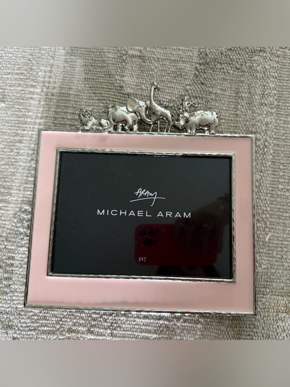 Michael Aram Pink Enamel with Animal Accent Picture Frame 5x7